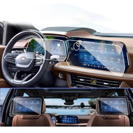 UFGDSHA 4PCS 2025 Tahoe Suburban Screen Protector 2025 Tahoe Accessories 2025 Suburban & Tahoe [17.7" Navigation + 11" Dash + 12.6" Rear Media] Tempered Glass Screen Protector 2025 Suburban 3-In-1