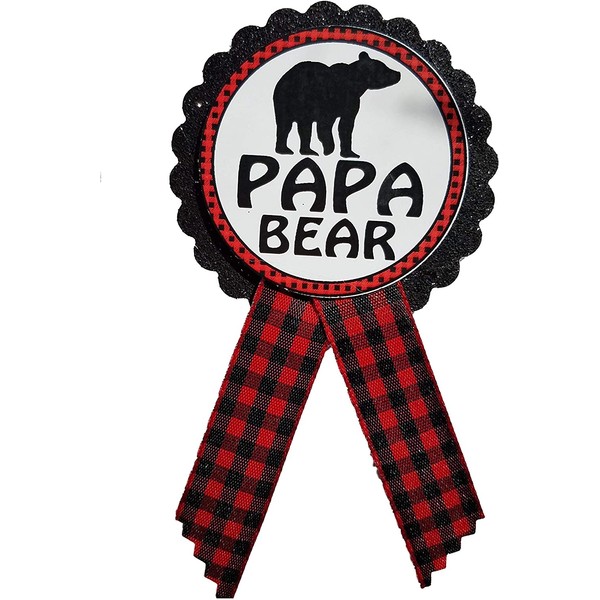 Papa Bear Daddy to Be Pin Buffalo Plaid Baby Shower for dad to wear at Gender Reveal, Red & Black Pin, Baby Sprinkle