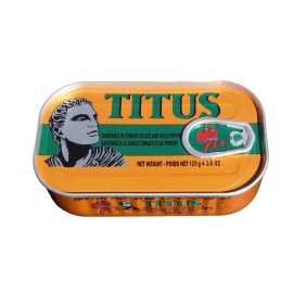 TITUS sardines in tomato sauce with and chili pepper 10 for 19.95$