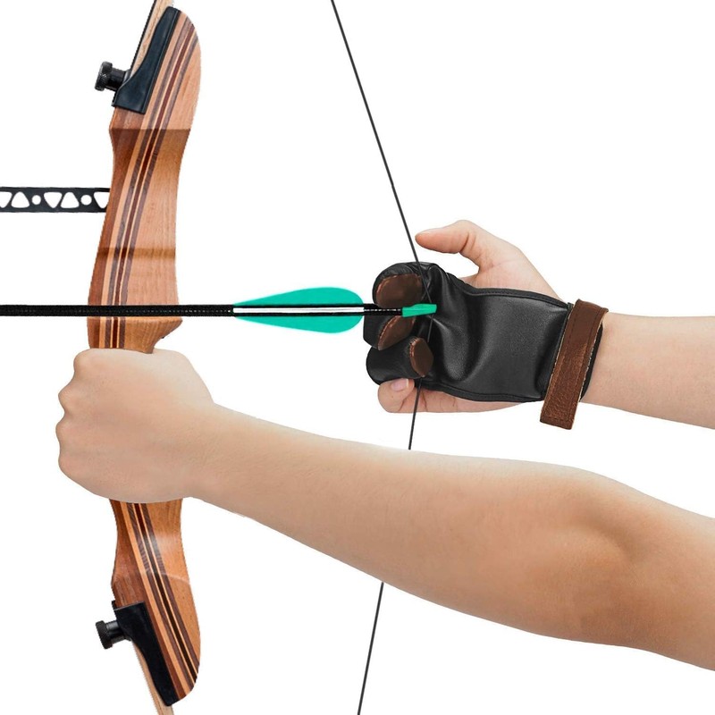 KESHES Archery Glove Finger Tab Accessories - Leather Gloves for