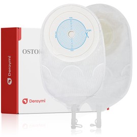 DERAYMI Pack of 10 Urostomy Bags, Colostomy Bags, Stoma Accessories, 15-45 mm Can Be Cut to Size, Backflow Prevention, One Piece Ostomy Bag with Valve for Colostomy, Ileostomy, Ostomy Care