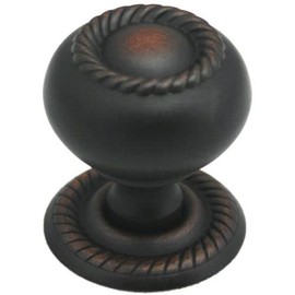 Cosmas® 4040ORB Oil Rubbed Bronze Rope/Scroll Cabinet Hardware Knob with Matching Backplate - 1-1/4" Inch Diameter