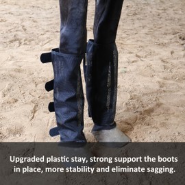 Horse Fly Boots, Superior Ventilate Mesh with Strong Fasteners Equine Fly Boots, Long-Lasting for Daliy Wear, Flexible to Fit Most Horse Legs, Set of 4 Fly Leggings for Horses