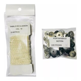 La Brujita Wax Pabilo Cal. 18 Algodón. 10 Metros Más 100 Portapabilos