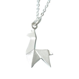 Origami Llama Necklace in Sterling Silver with 16" Chain