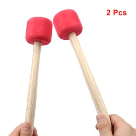 Zorveiio 2Pcs Bass Drum Mallets 13" Length EVA Foam Head Drum Mallets Bass Drum Sticks Percussion Sticks Instrument Band Accessory, Red