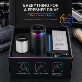Aroma Car Air Purifier with 5 Million Anion, 2 Speed Fan, and Type-C Port