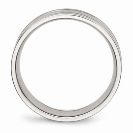 Solid Stainless Steel Men's Matte Brushed Finish and Ridged 6.00mm Wedding Band Ring Size 11