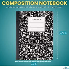 1InTheOffice Composition Notebook College Ruled, Notebooks for School, Black, 9.75" x 7.5", 24 Pack