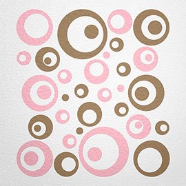 WANDfee® Wall Tattoo, Circles, Dots, 50 Stickers, Colour Choice For Children's Bedroom, Living Room, Hallway, Bathroom, Kitchen, Tile Stickers, brown