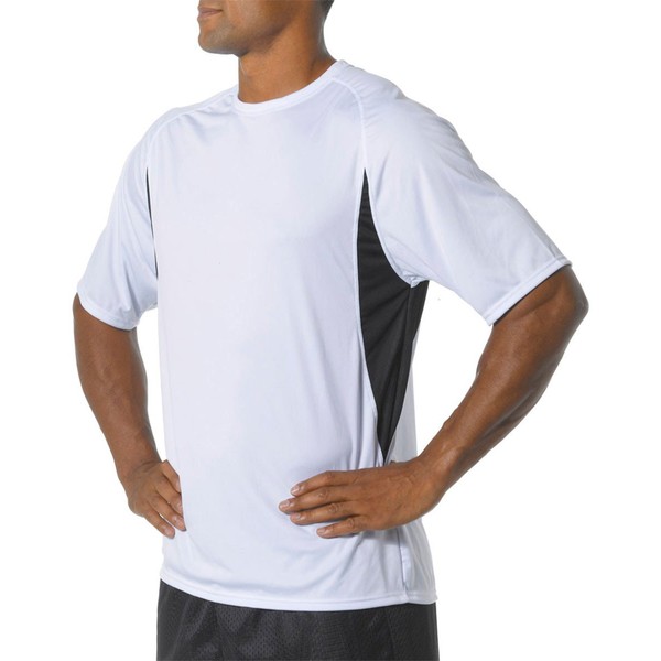A4 Men's Color Block Performance Interlock T-Shirt, Medium, White/Black