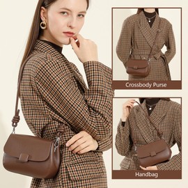 MoreFarther Crossbody Bags for Women, Genuine Leather Shoulder Bags with 2 Removable Adjustable Straps (Coffee)