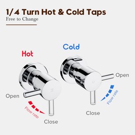 Decaura Watermark Shower Mixer Taps 1/4 Turn Twin Hand Levers Hot Cold Shower Valve Kits Bathtub Faucet Solid Brass Polished Chrome