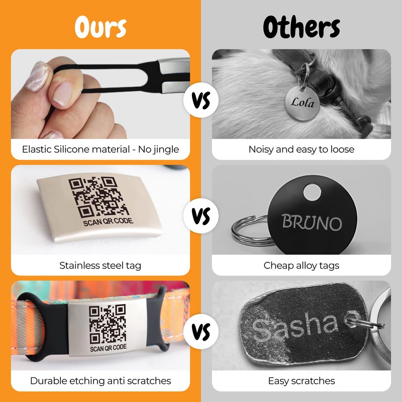 Smart Slide-On QR Code Pet Tag – Silent Dog &