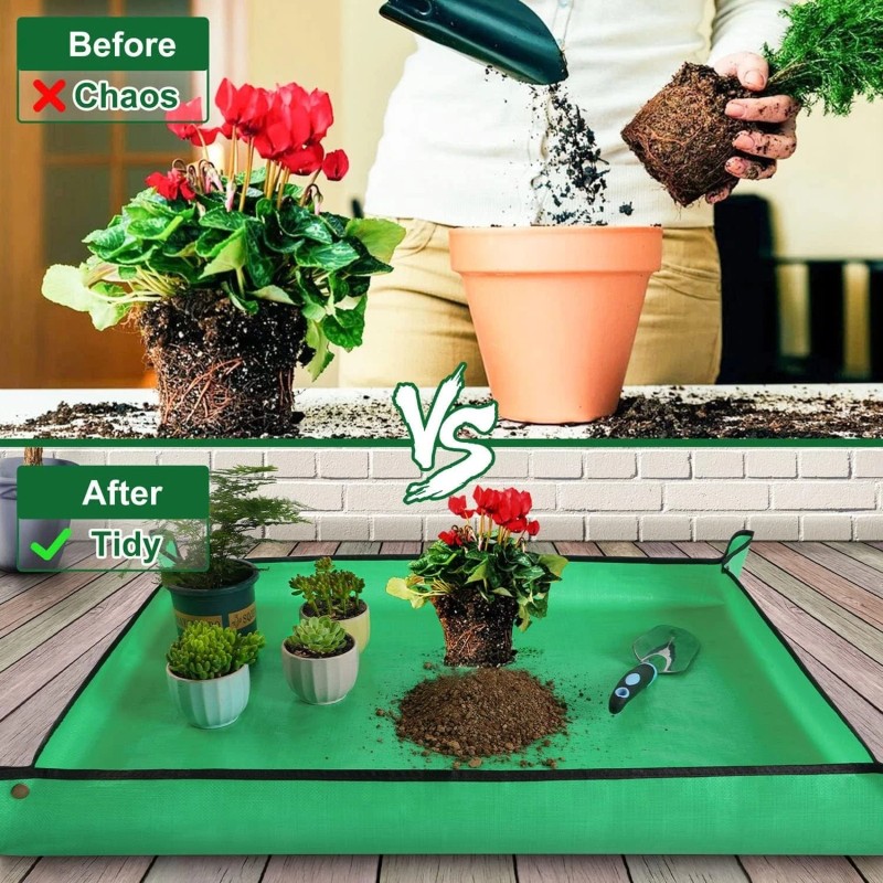 HNXTYAOB Large Repotting Mat for Plant Transplanting and Mess Control