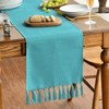 Artoid Mode Teal Boho Rural Rustic Farmhouse Tassel Table Runner,