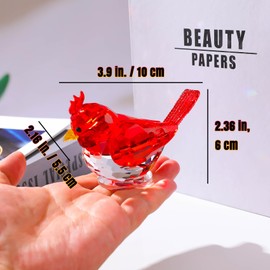 Crystal Red Bird Collectible Figurines Gifts for Women Men, Glass Bird Ornaments Table Centerpiece Home Decoration Paperweight Gifts for Animal Lovers