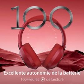 Lankey Sound Wireless Bluetooth Headphones with Active Hybrid Noise Reduction, 100 Hours Playback, Wireless Bluetooth 5.3, Hi-Fi Audio, Lightweight & Foldable, Travel/Work/Home, Red