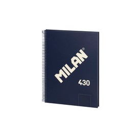 MILAN® A4 Spiral Bound Hardback Notebook 80 White Pages 95gsm Collection 430 Since 1918 Blue