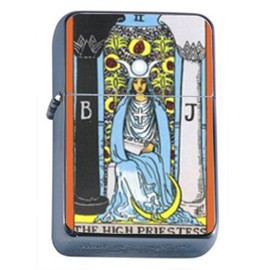 The High Priestess Tarot Windproof Refillable Flip Top Oil Lighter with Tin Gift Box D-023
