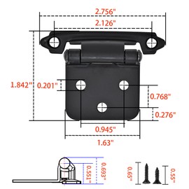 50 Pack 25 Pairs 1/2" Overlay Cabinet Door Hinges Matte Black Self Closing Kitchen Cabinet Hinge Black Cabinet Door Hinges Cupboard Variable Flush Cabinet Hinge