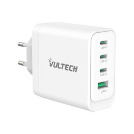VulTech CC100-3C1A Universal Ladegerät Notebook Smartphone Tablet 100W GaN USB + 3X Type-C/USB-C PD3.0 QC3.0 PPS weiß - kompakte Größe
