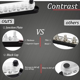 maierke 250A Bus Bar 12V Marine 1/4" Power Distribution Block Automotive Busbar Terminal Block,Battery Buss Bar (Pair, Red & Black) 6 x 1/4" Post 10 x #8 Screws Terminals