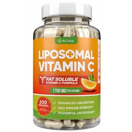 DACHA Natural Liposomal Vitamin C - 1700mg, 200 Capsules, Immune System & Collagen Booster, High Absorption Fat Soluble VIT C, Buffered, Skin Vitamins, Vegeterian, Vegan