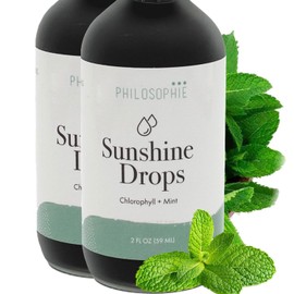 Philosophie Liquid Chlorophyll Sunshine Drops for Water | Organic Chlorophyll Drops with Mint for Detox, Internal Deodorant & Energy Boost | Natural Vegan Supplement, Non-GMO, 2oz (6 oz.)