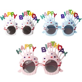 RAYTRUTH Birthday Goods, Sunglasses, Set of 3 Colors, Happy Birthday Party Supplies