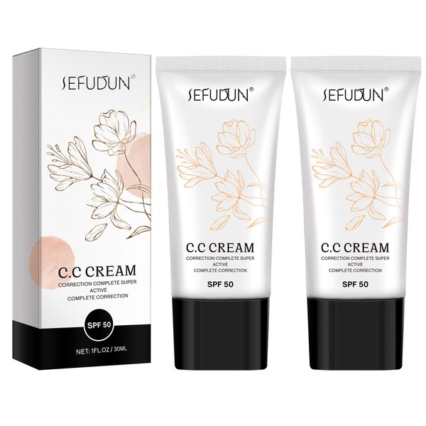 NIFEISHI CC Cream 2 Pack, CC Cream Self Adjusting for Mature Skin, Super Active CC Cream Foundation with SPF 50 for Face and Body Color Correcting