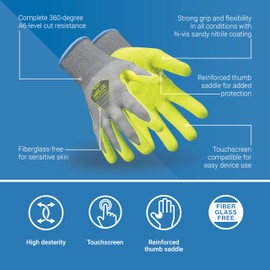 HexArmor Safety Gloves | Breathable, Flexible, and Sustainable | Hi-Vis Palm | A6-level Cut Resistance | Helix 3014 | Large