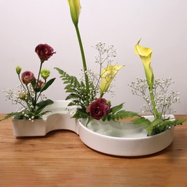 Highawk Flower Vase, Flower Arrangement, For Ikebana Flowers, Basin, Semicircle, Flower Base, Flower Arrangement, Tabletop, Arrangement, Ikebana Tools, 2 Pieces (Blue 2 Pieces)