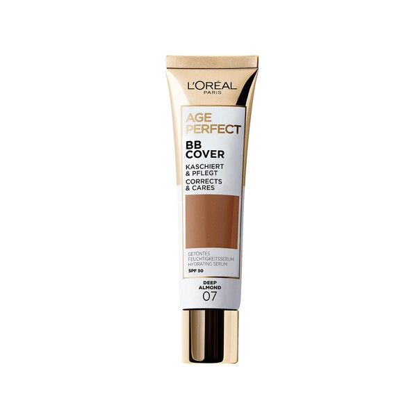 L'Oréal Paris Age Perfect BB Cream 07 Deep Almond, light-weight, Infused with hydrating serum, Vitamin B3, SPF 50