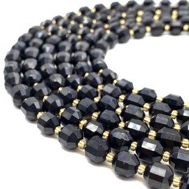 ABCGEMS Karelian Type-III Regular Shungite Beads- Guaranteed Electrical Conductivity (Enhanced Prism Shape That Amplifies The Energy) Energy-Prism 7x8mm