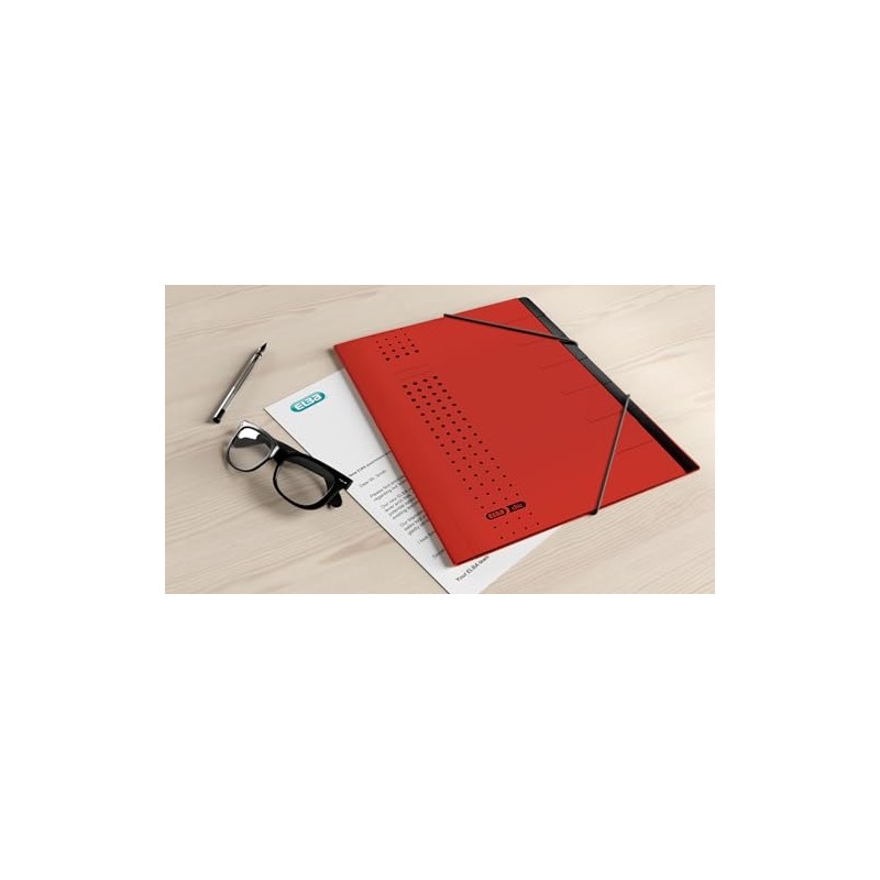 Elba 42495RO Organiser File Elasticated Pages 1-7 Cardboard Red