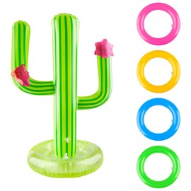 Thyonta Inflatable Cactus 5 Piece Ring Toss Game Summer Party Decoration Pool Toys for Kid Pool Party Accessories Party Games