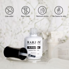 RARJSM Rubber Base Milky White,Builder Extension Gel Builder Soft White,Rubber Base Coat Gel Nail Polish 15ml Natural White Nail Strengthener Soak Off Curing Requires 1 Bottle for Home Salon DIY