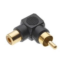 RCA Adaptor 90 Degree, Male to Female connector (pack of 3) Right Angle Phono Adapter Elbow Connectors, Gold Plated for Stereo Audio or AV Video (Black)