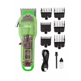 Nave Cordless Hair Clippers for Men – Professional Zero Gap T-Blade Trimmer, Rechargeable, LCD Display, Adjustable Blade & Combs – Home & Barbershop Use (Green)