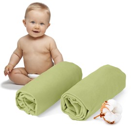 Dreamzie - 2er-Set Spannbettlaken 40x90 cm - Oeko-Tex Zertifiziert, 100% Baumwolle, atmungsaktives Spannbetttuch Jersey Baby, 150 g/m² - Grün