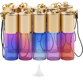 Newzoll Glass Roller Bottles, 5ml Mix Gradient Color Roll on Vials, Empty Sample Containers for Essential Oil Perfumes Lip Balms, Pack of 10