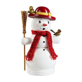 Richard Glässer Seiffen German Incense Smoker Snowman with Broom, Height 25 cm / 10 inch, Original Erzgebirge by Richard Glaesser Seiffen