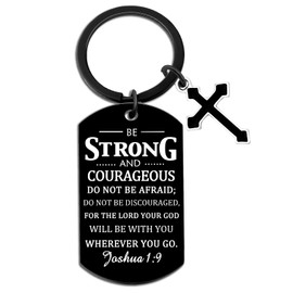 EoffIvan Confirmation Gifts For Teenage Boys Religious Baptism Gifts For Boy Keychain First Communion Gift For Boys Catholic Bible Accessories For Men Be Strong And Courageous Baptism Gift