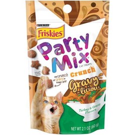 Friskies Party Mix Crunch Gravy-Licious Turkey & Gravy Treats (Pack of 4)
