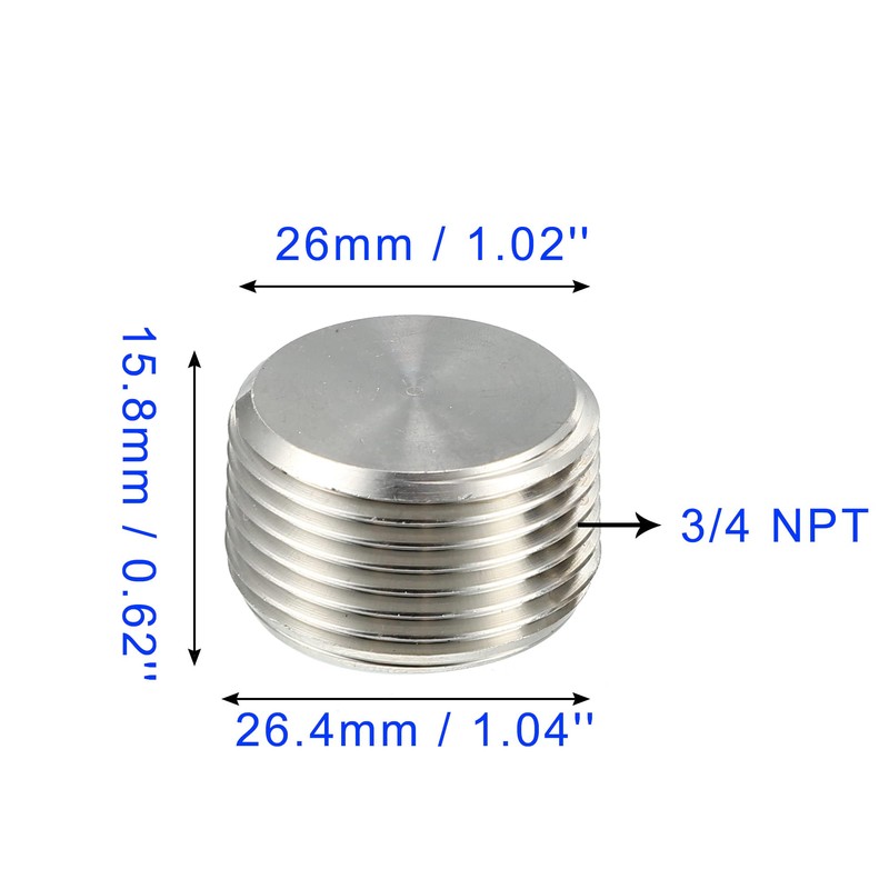 MACHSWON 2 Pcs 3/4" NPT Stainless Steel Internal Hex Countersunk