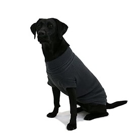Ancol Charcoal Cable Knit Thick Woollen Dog Jumper Warm Machine Washable Lightweight Breathable Easy to Wear Cosy Pet Puppy Outerwear Sweater - XL