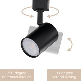 East Grove Home Amped Collection LED 10W Track Head 3000K Warm White Energy Efficient in Black for H Track, Standard 3-Wire Track System (Single Light)