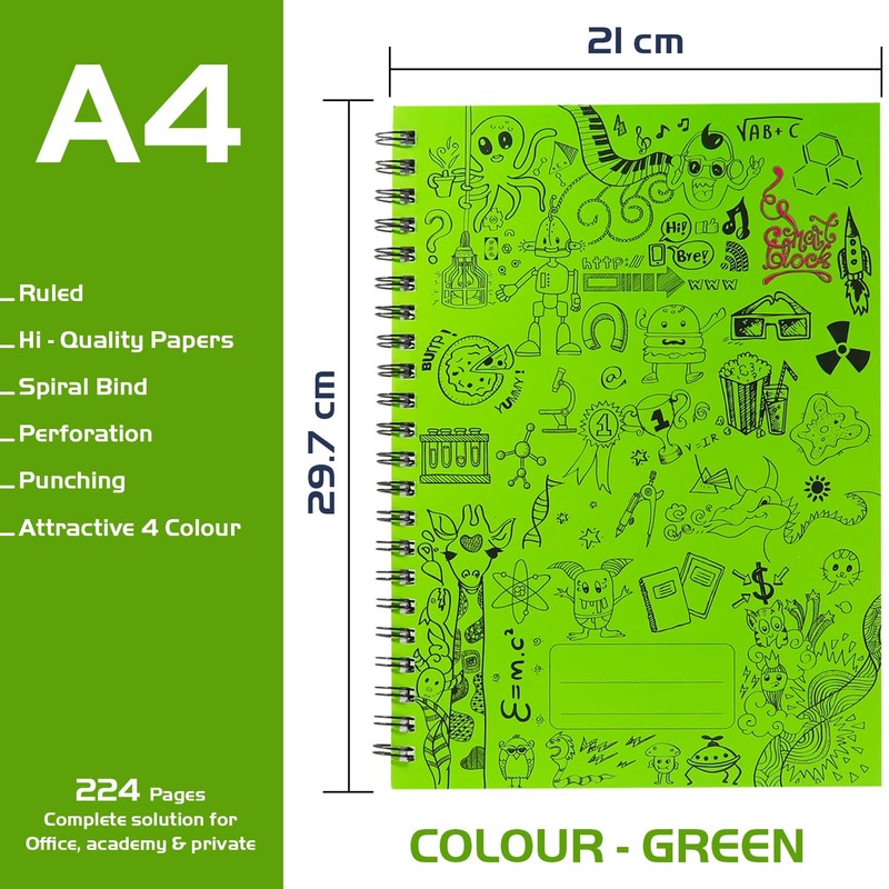 Infinity A4 Lined Wirebound Notebook Spiral Journal Notebook (Pack of