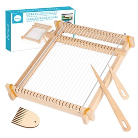 Weaving for Children, 24 x 28 cm Wooden Loom for Ages 4-12 Years, Beginner-Friendly Loom Set